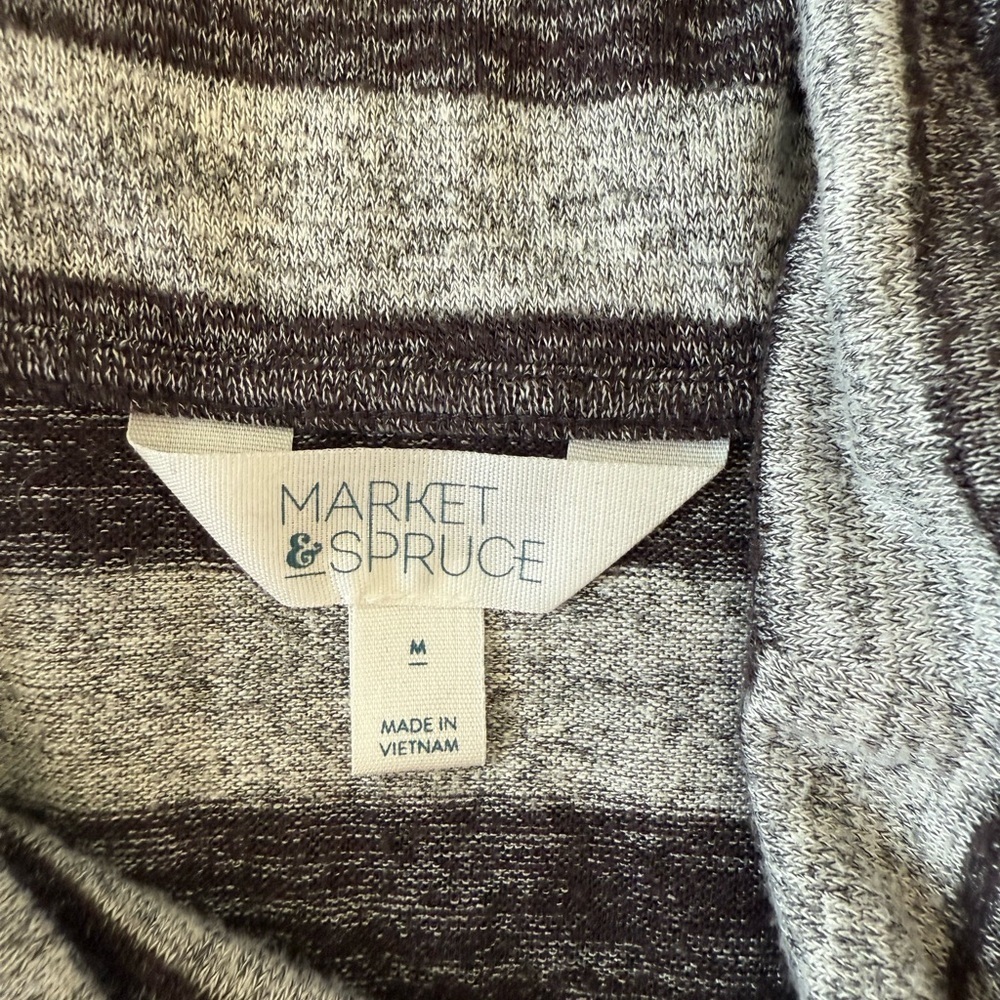 Olive & Oak | Lidy Cowl Neck Hi-Low Knit Top Gray Striped | Size Medium - Picture 4 of 5